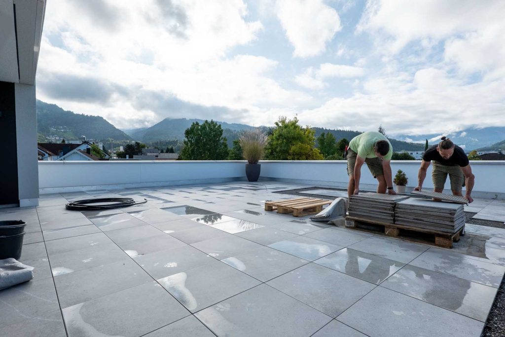 Dachgarten Platten verlegen